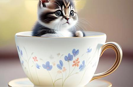 猫咪的茶点时间：静待主人归来
